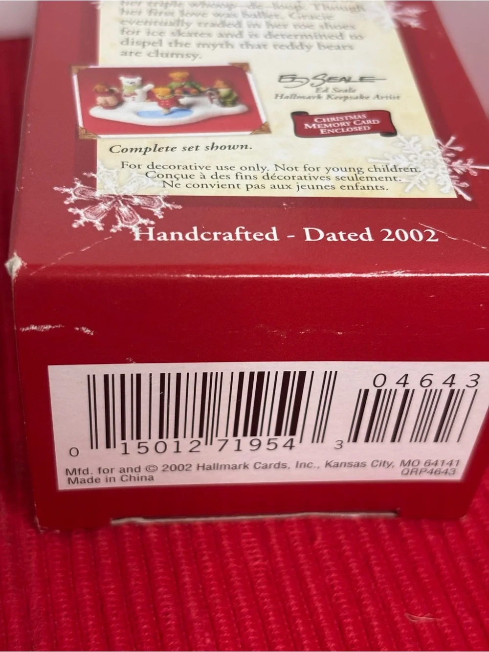 Hallmark Gracie Skates Bear Ornament - Red & Green